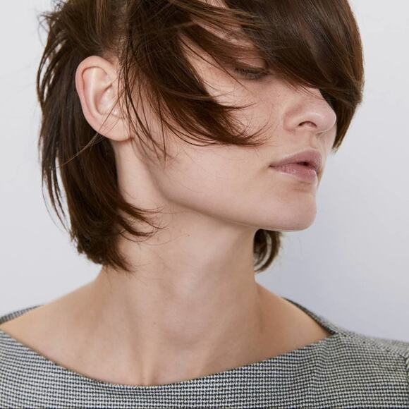 Zara Black White Houndstooth Plaid Bow Tie Top Size Extra Large XL - Picture 2 of 7